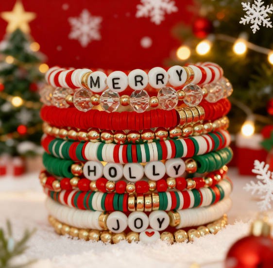 圣诞节软陶串珠套装手链饰品 节日礼物雪人手串百搭手饰